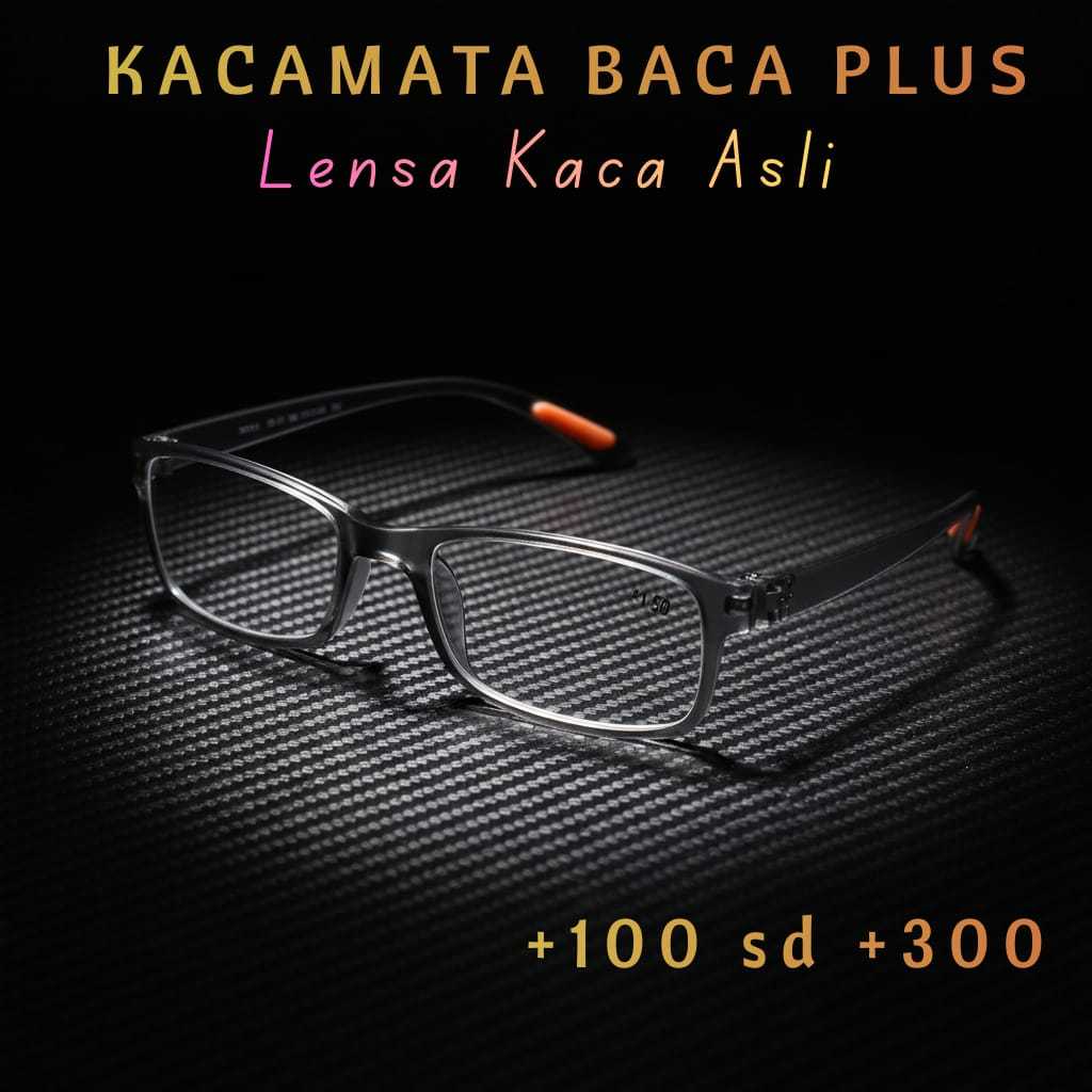 Kacamata Baca Plus Pria Wanita Lensa Asli Kaca Beling Lentur Elastis KacaMata Rabun Dekat Anti Gores