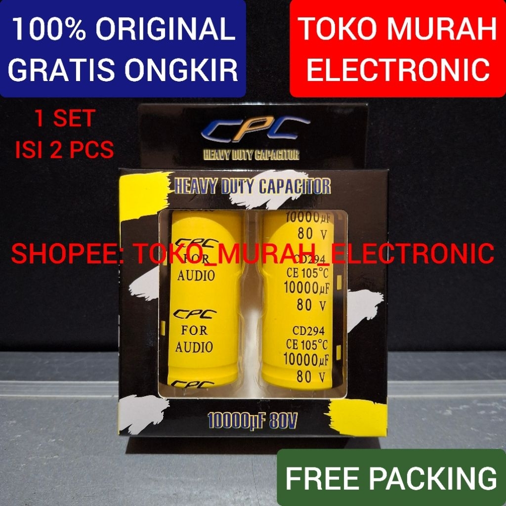 TME - Elco Kapasitor 10.000uF 80v CPC Original 1 Set Isi 2 Pcs