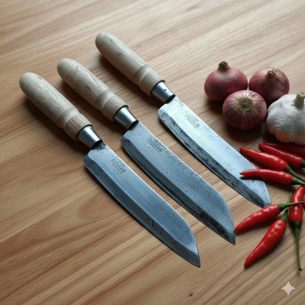 Pisau Dapur Baja Putih Sepuhan Tebal Ukuran Jumbo