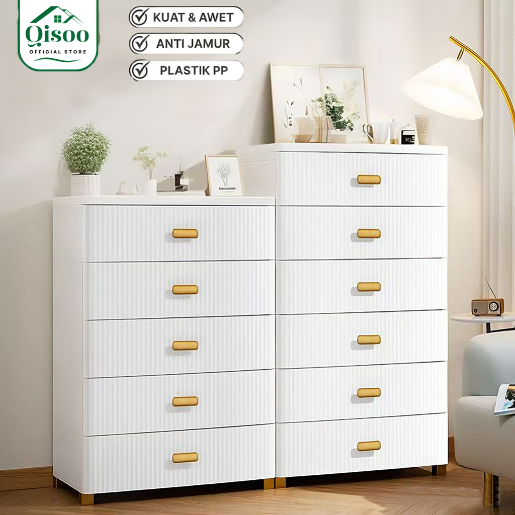 QISOO  Lemari Laci Lemari Pakaian 4 5 6 Tingkat Multifungsi Wardrobe Cabinet / Tempat Baju Bayi