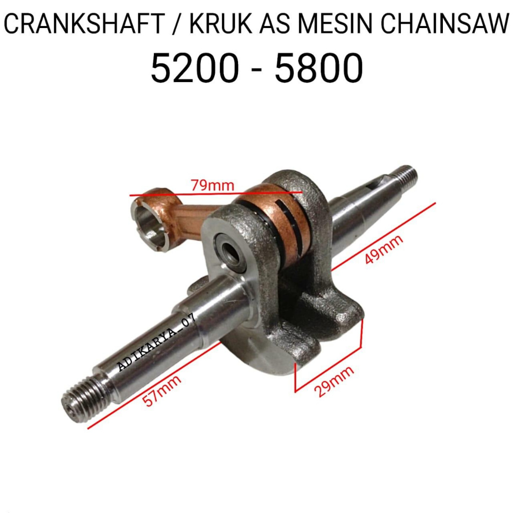 Crank Shaft Assy/ Krek As Kruk As Kol As Mesin Chainsaw Gergaji Potong Kayu 5200/5500/5800/6800