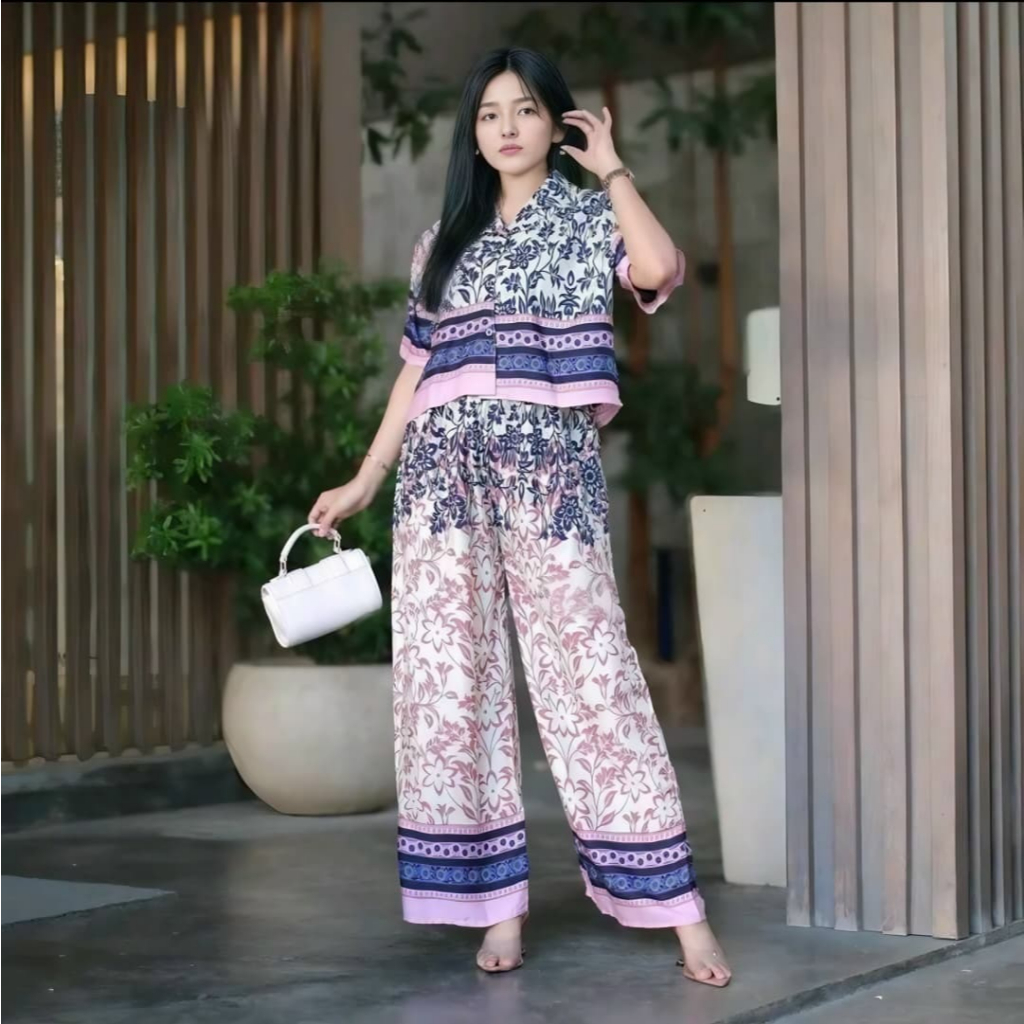 Daily setelan crop lengan pendek celana kulot setelan rayon premium kekinian wanita adem halus