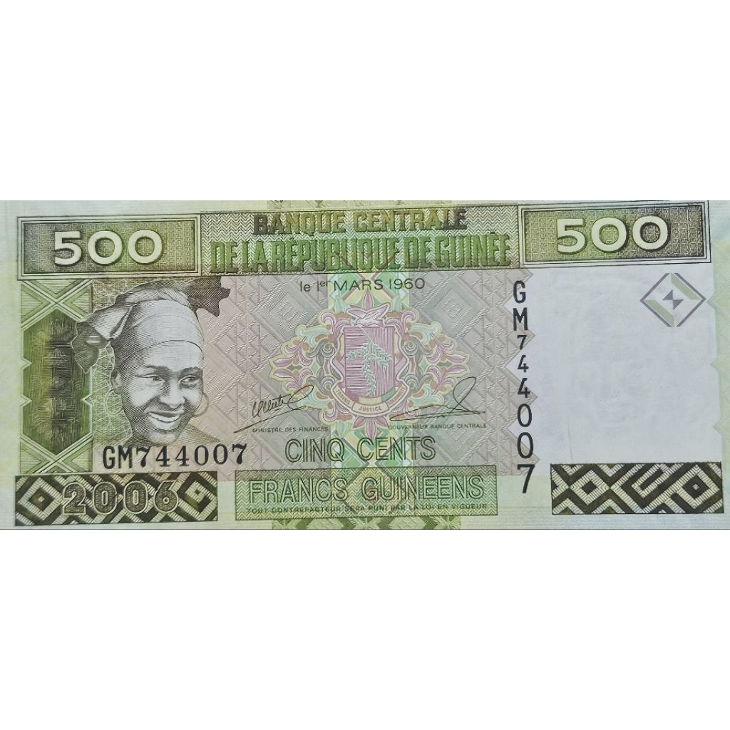 Uang Asing Negara Republik Guinea Nominal 500 Franc Original 100% UNC GRESS MULUS