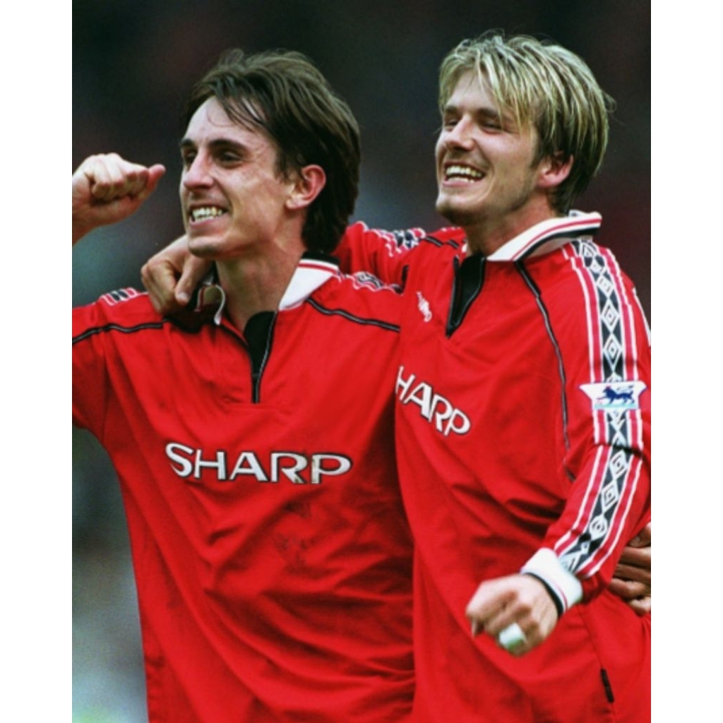 JERSEY RETRO 1998 HOME 98 99 MUN TREBLE WINNERS SHARP SCHOLES BECKHAM GIGGS K06