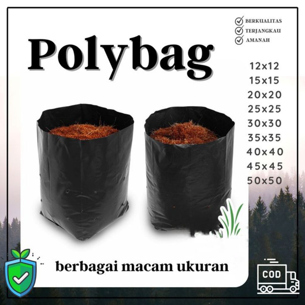 10 Lembar Polybag Tebal Anti Panas Ukuran 40X40 Cm Termurah. Polybag Bahan Tebal Dan Awet