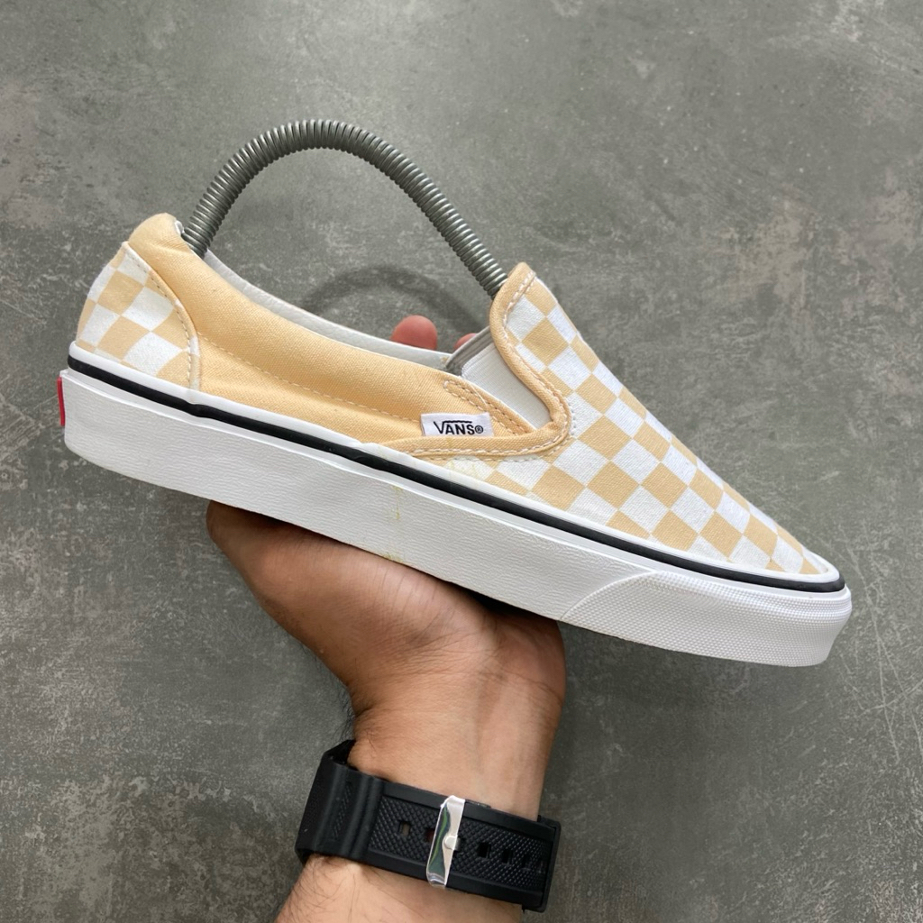 [Size 39] Vans Slip On Classic Theory Checkerboard Honey Peach Second Original