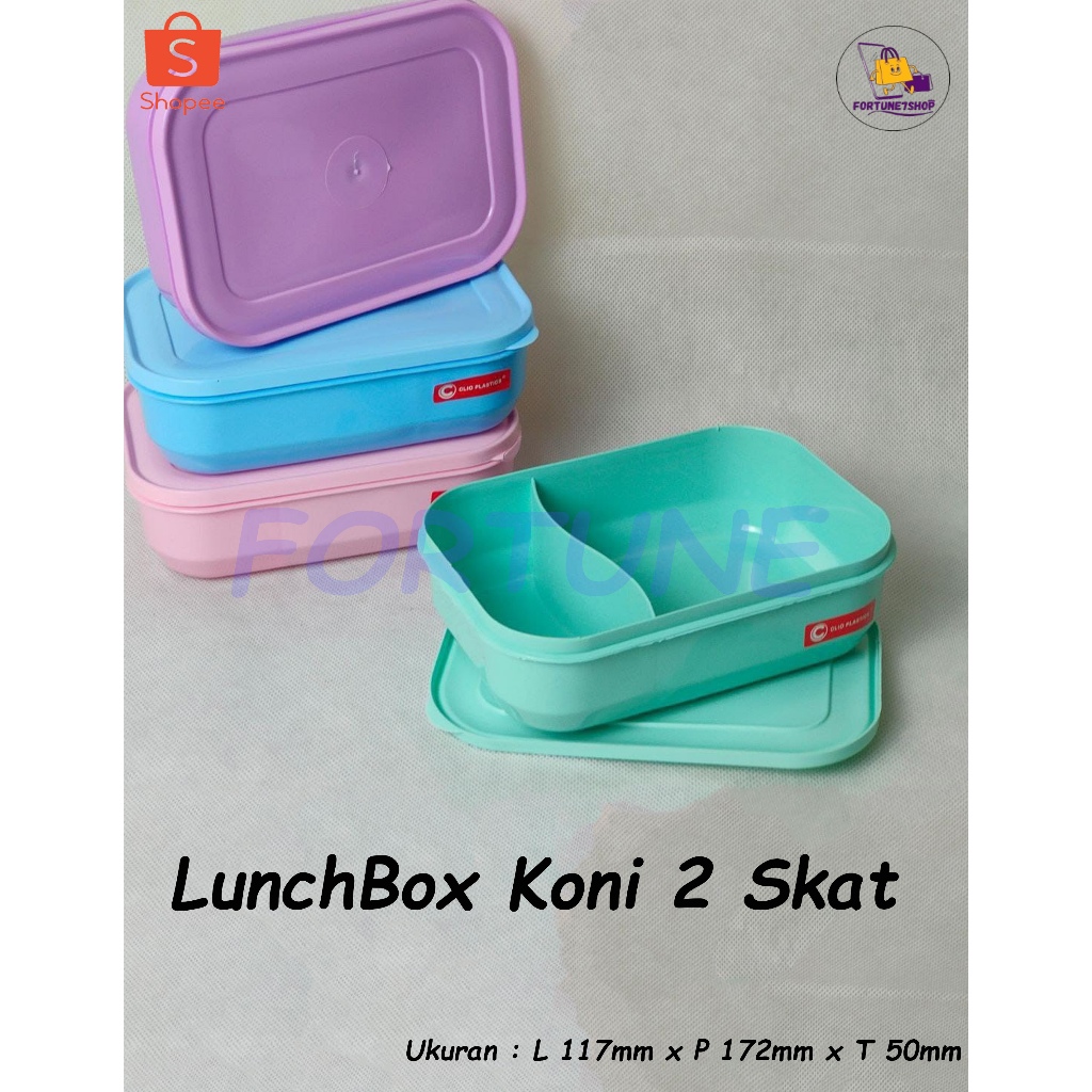 Lunch Box Sekat 2 / Tempat Makan Anak / Kotak Bekal Plastik