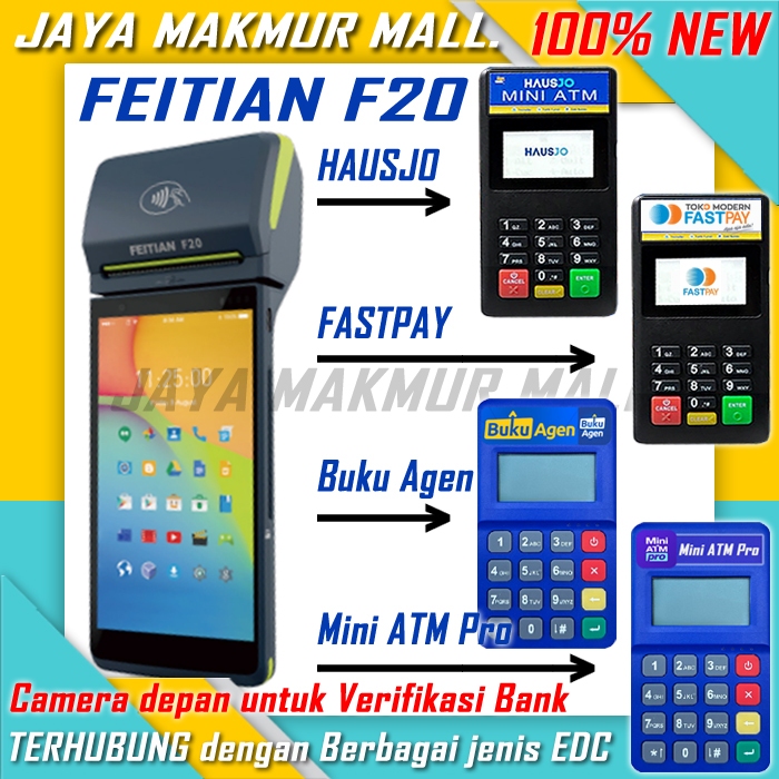 Mitra Mini ATM Pro / EDC Saku FastPay Hausjo Buku Agen Orderkuaota & Bank Digital FEITIAN 20 4G LTE 