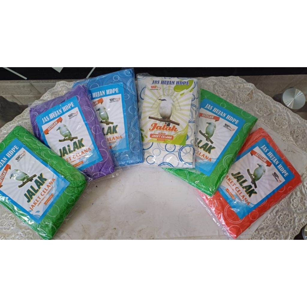 Jas hujan setelan polkadot HDPE jalak