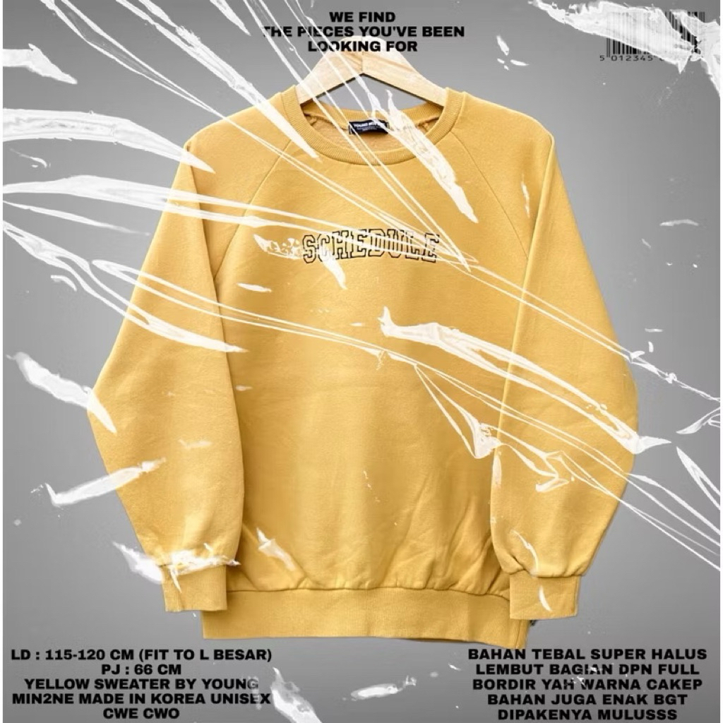 YOUNG MIN SWEATER CREWNECK KOREAN LOOK KOREAN STYLE/YELLOW SWEATER BAHAN TEBAL HALUS TANGAN BALON VI