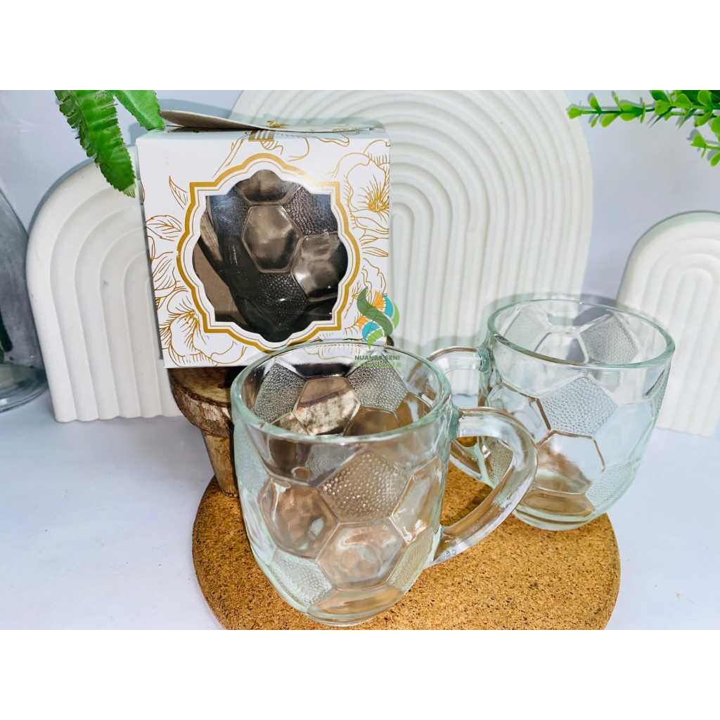 Gelas Bola Gagang Kaca Gelas Kopi Gelas Kaca Cangkir Kopi Bola Tebal Gelas Gagang Motif SegiLima