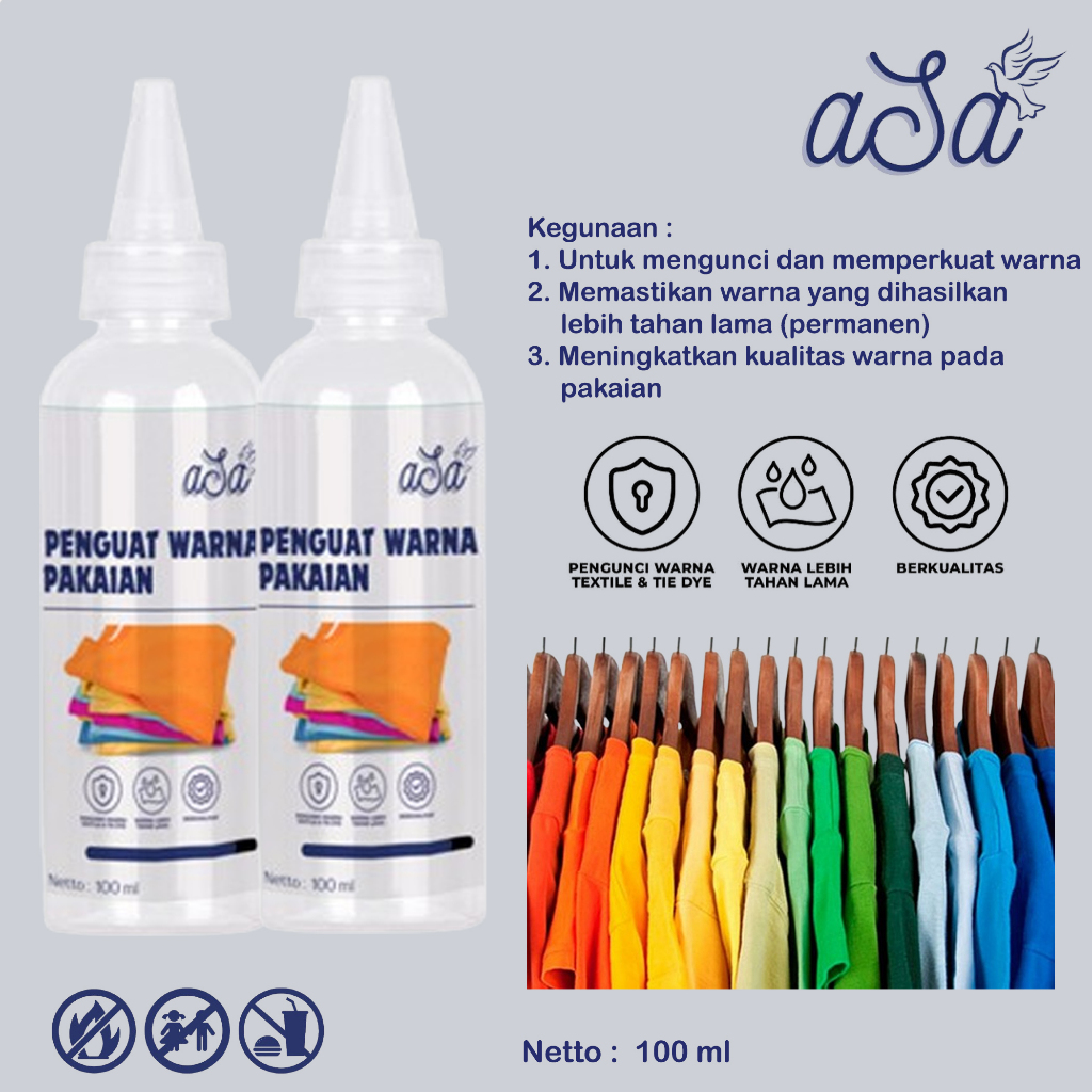 Asa Penguat Pengunci Warna Tekstil Murni Cairan Penguat Warna Textile Tie Dye Batik Kaos 100ml