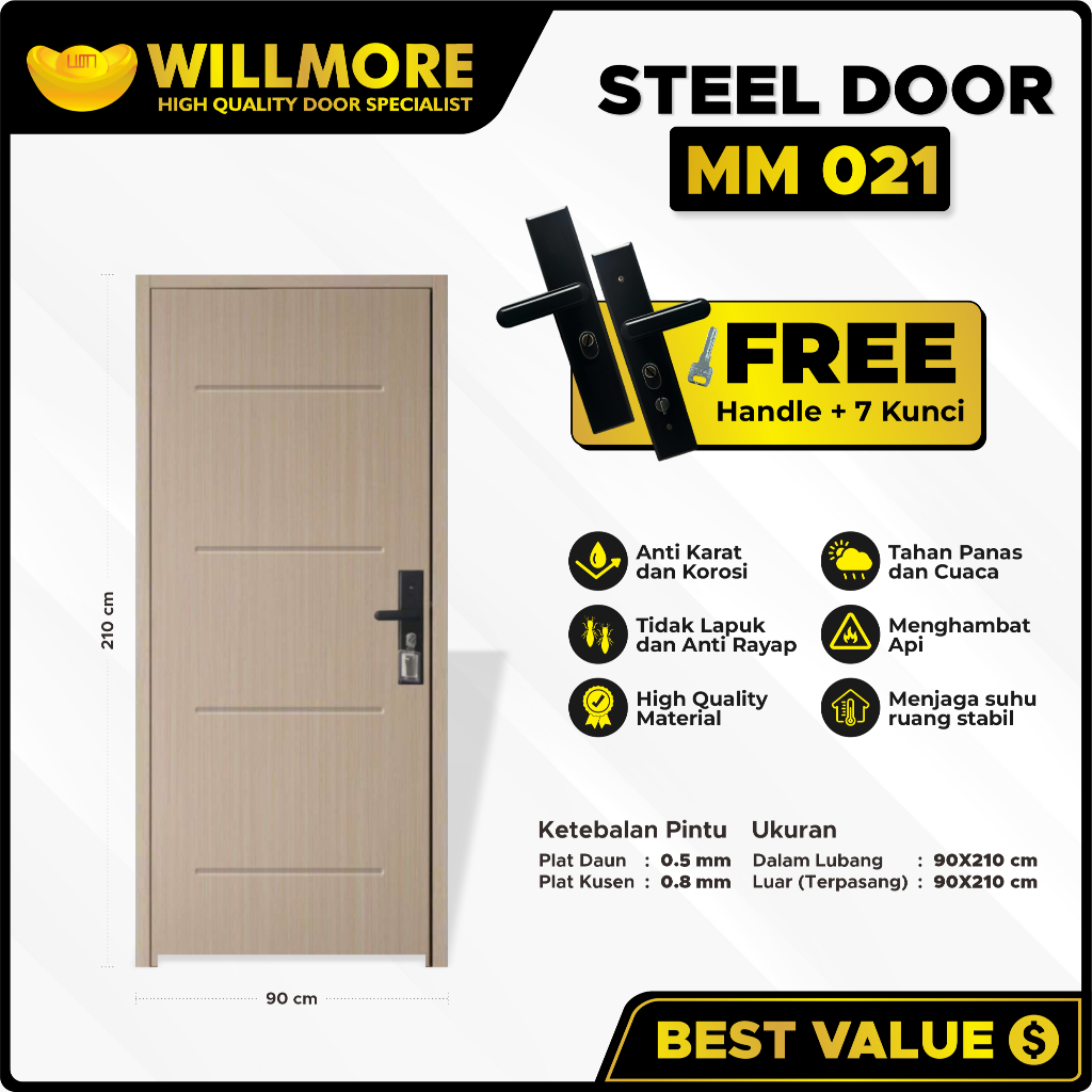 WILLMORE PINTU BAJA PREMIUM - MM021 UKURAN 90x210CM