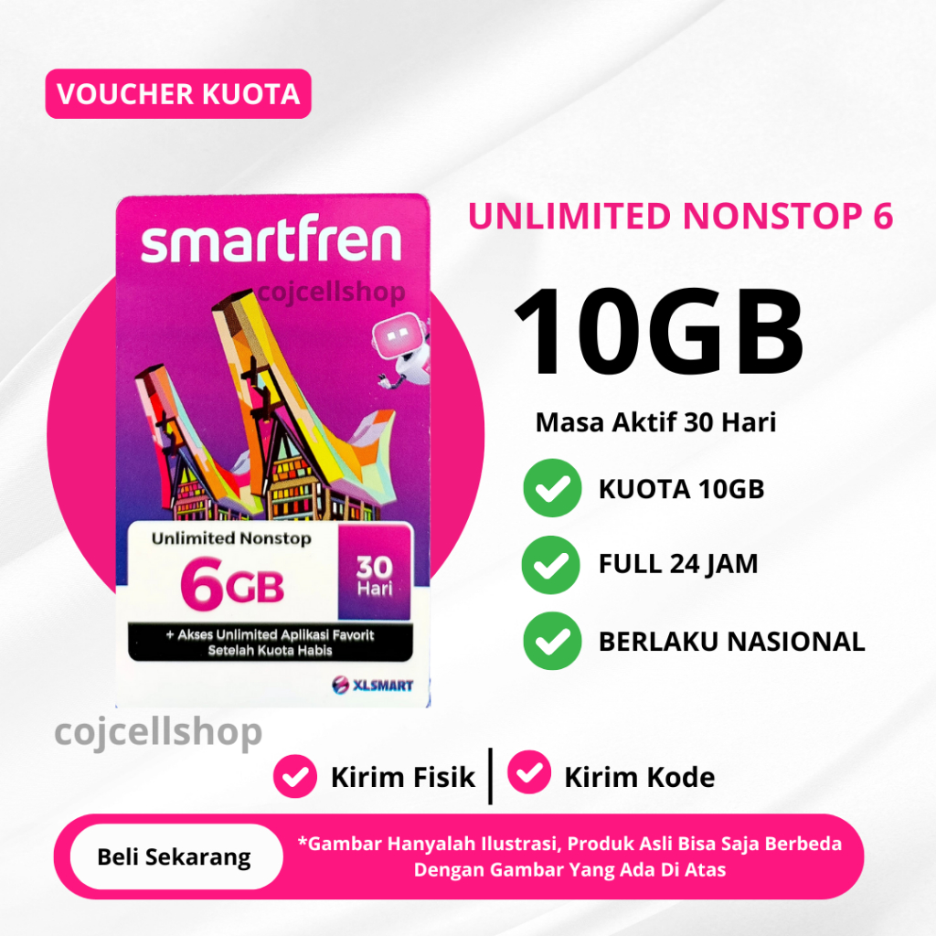 Paket Data Smartfren 6GB Masa Aktif 30 Hari | Voucher Kuota Smartfren Unlimited Nonstop 6GB Masa Akt