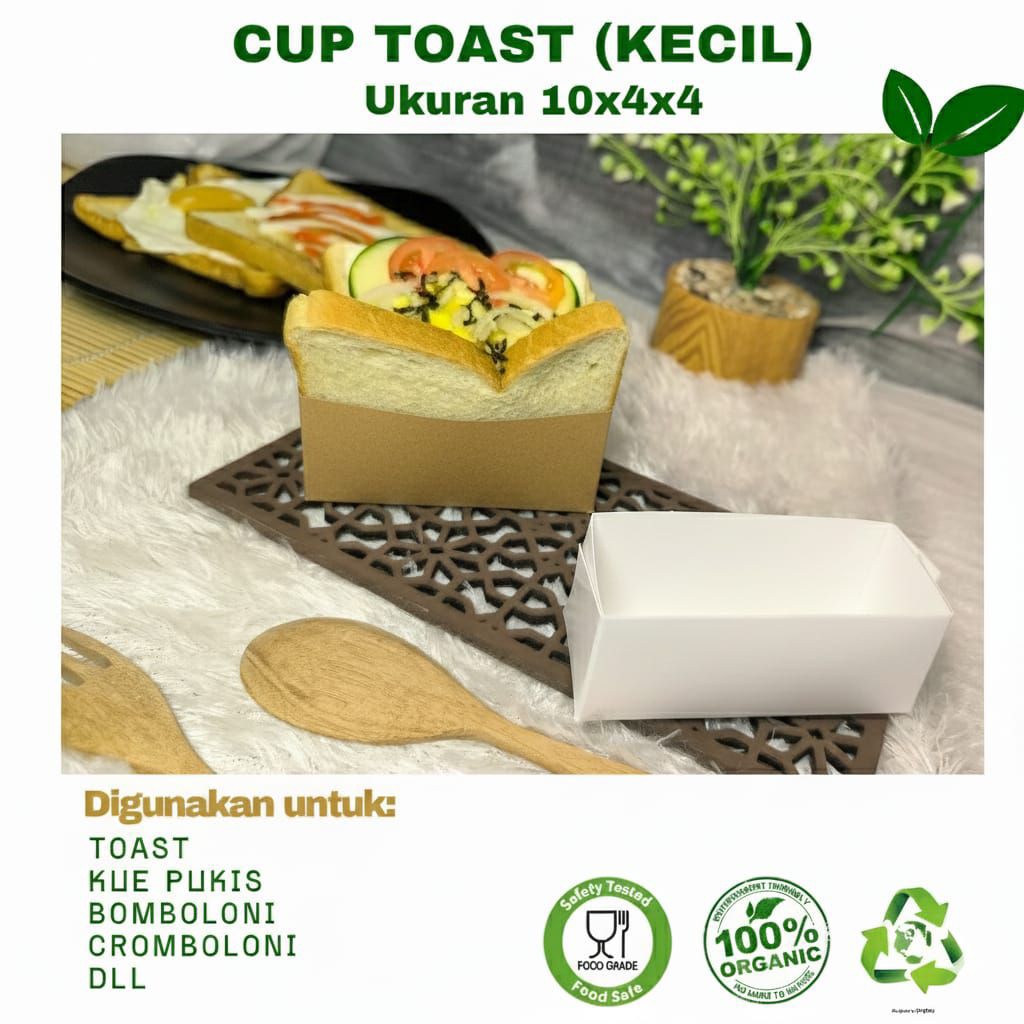 (100 pcs) Box Toast SMALL (KECIL) NON LAMINASI/ Kotak Toast Kecil/ Kotak Snack / Paper tray Dine in 