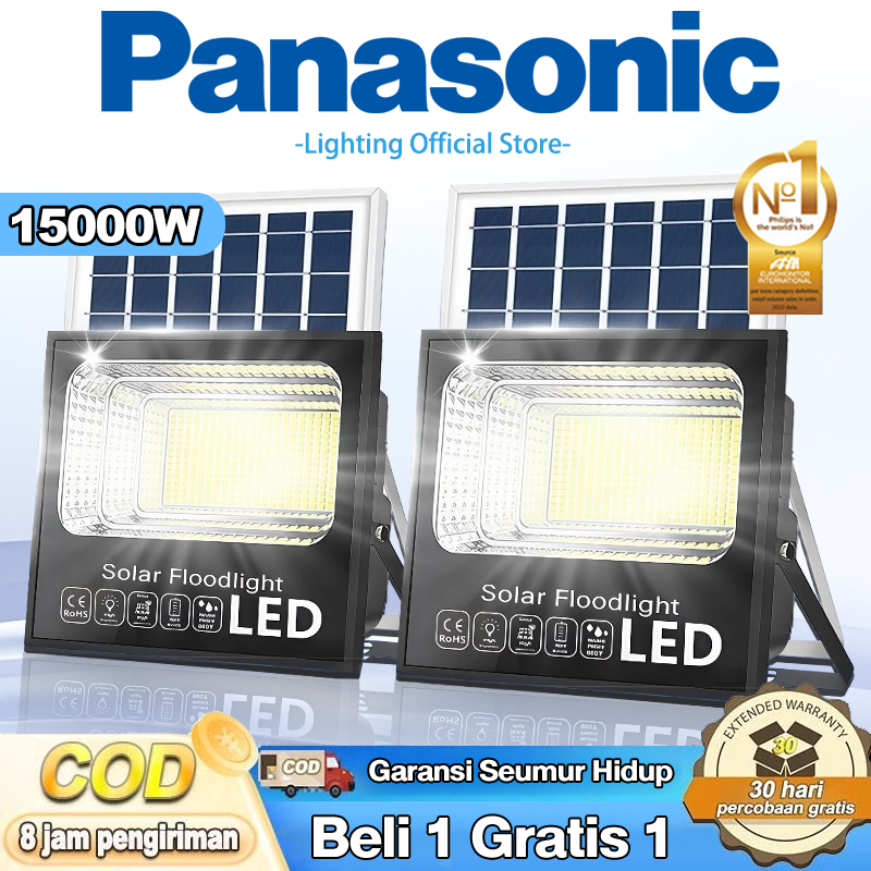 PANASONIC 2025 Lampu Tenaga Surya Baru 15000W Lampu Taman Tahan Air Lampu Sorot Tenaga Surya Dalam d