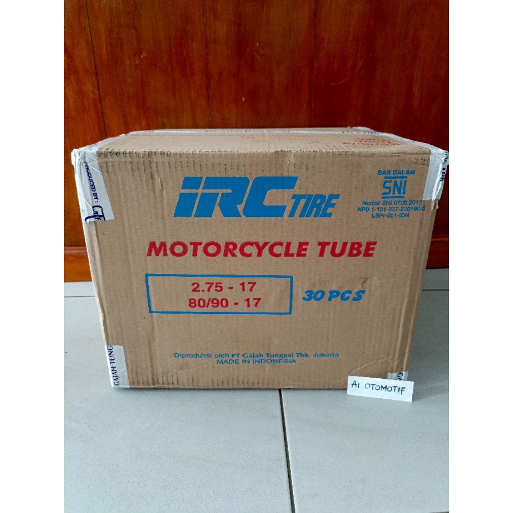 1 DUS BAN DALAM IRC 275 - RING 17 ORIGINAL (TERBARU) ALL MOTOR BEBEK RING 17