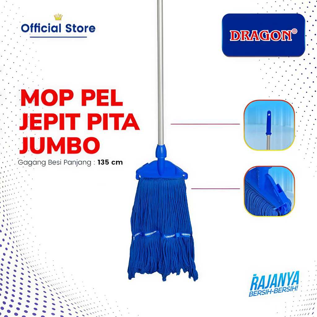 Mop Pel Jepit PITA Jumbo DRAGON / Pel Lantai Jumbo Jepit PITA Gagang 135 Cm Merk DRAGON Pel Jepit Pi