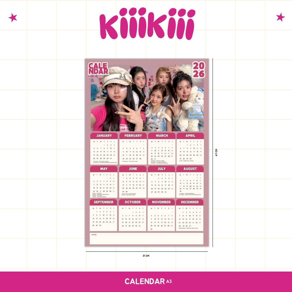 2026 KALENDER KIIIKIII IDOL KPOP UNOFFICIAL SUI HAUM LEESOL JIYU KYA