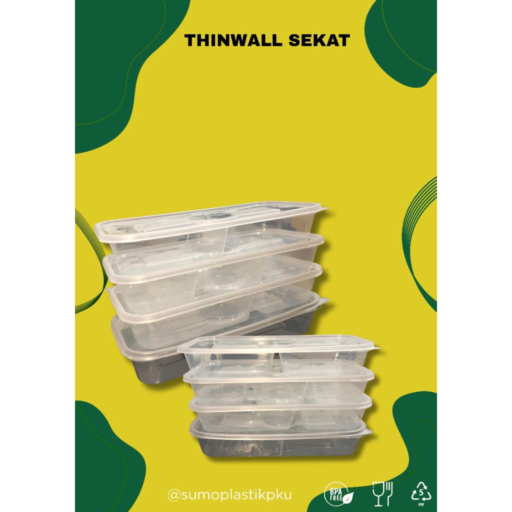 Thinwall sekat 3 klir 750ml / kotak sekat 3/ kotak sekat 2/ thinwall sekat 2