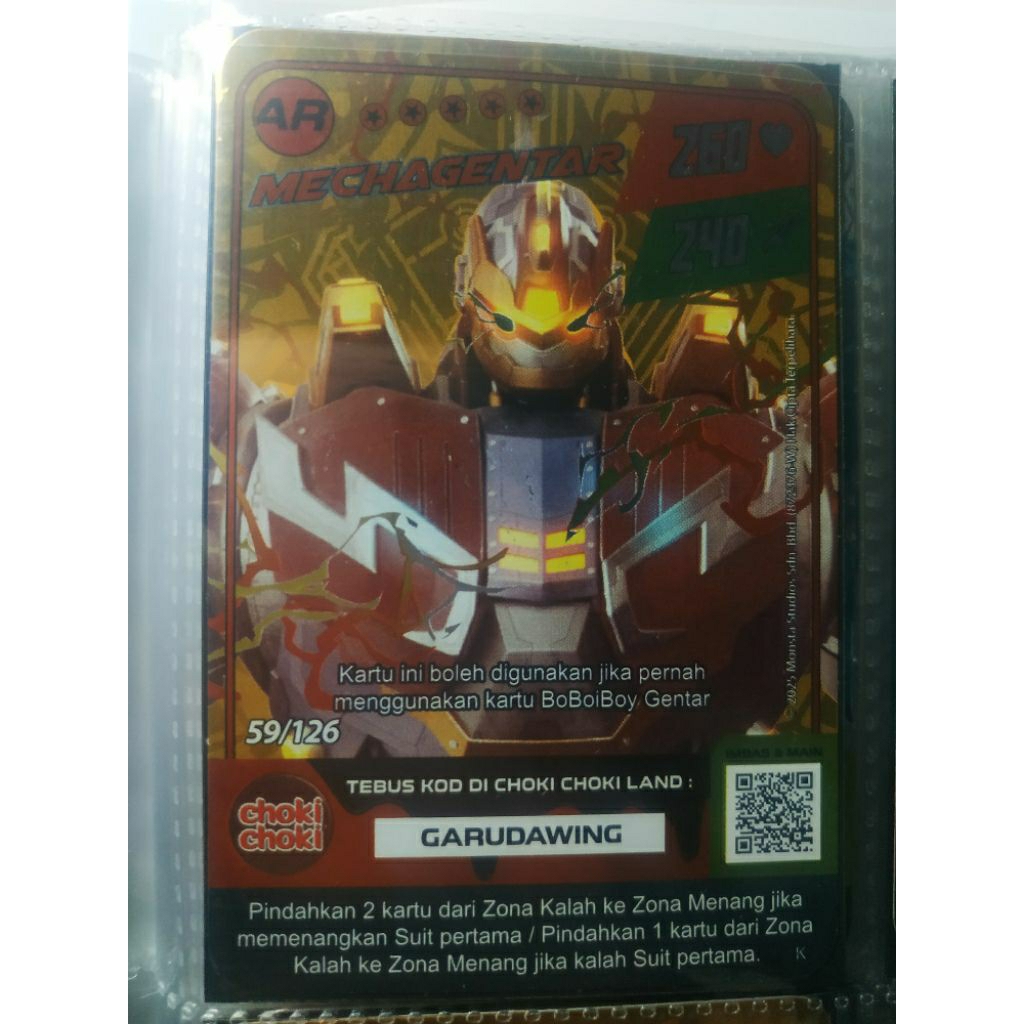 Choki Choki Boboiboy - Monsta Galaxy Card V2 Mecha Gentar AR Kartu Langka