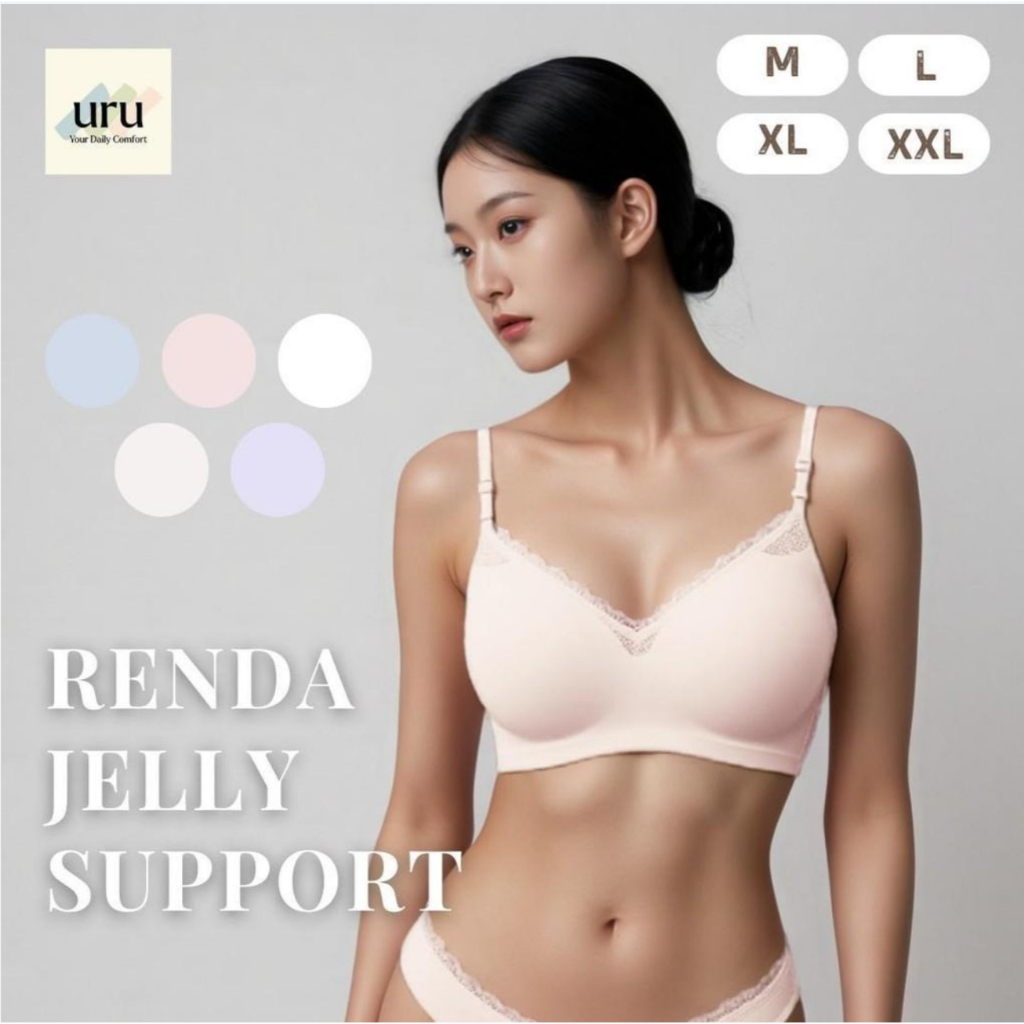 URU [1SET] Soufflé Renda Daleman Wanita Set | Elegan Bra Push Up Tanpa Kawat bh CD Seamless