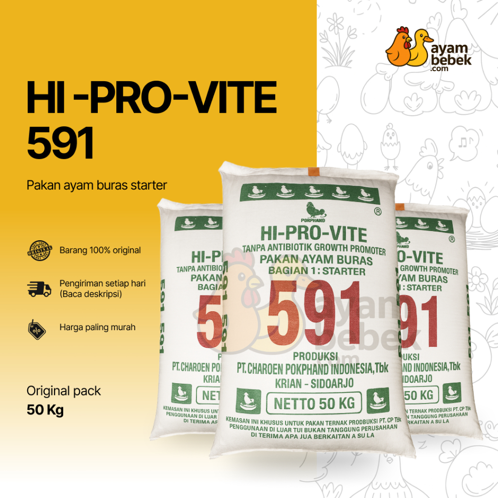 HI-PRO-VITE 591 Crumble | Pakan Ayam Buras / Bangkok / Kampung / Hobi Starter | GROSIR 20KG - 50KG |