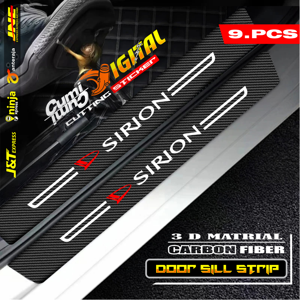 SILL PLATE KARBON 3D MOBIL SIRION STICKER CARBON 3D PIJAKAN BUMPER BAGASI MOBIL DAIHATSU SIRION 1/9 