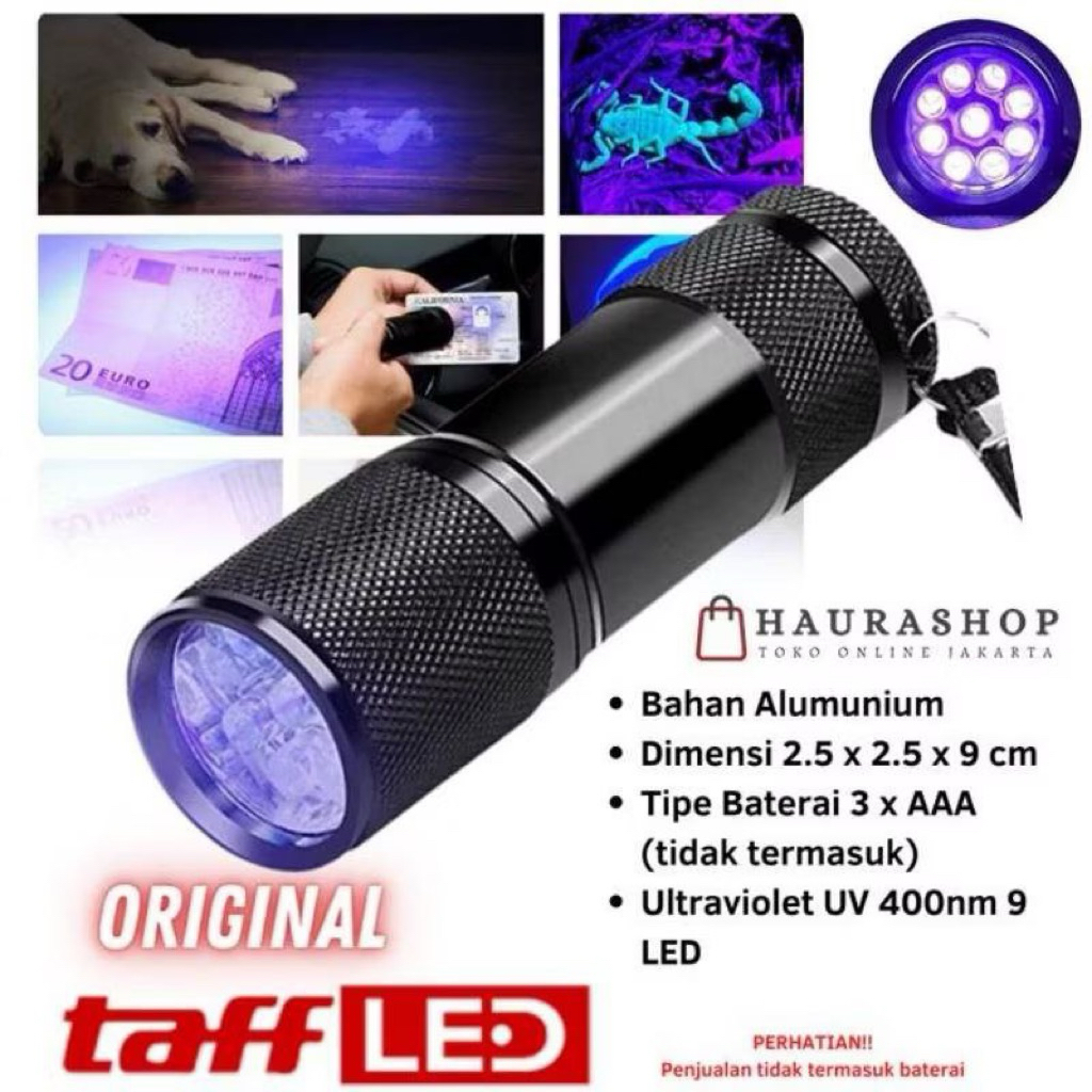 Senter LED Mini Ultraviolet UV 400 mm 9 LED - Senter Ultraviolet UV