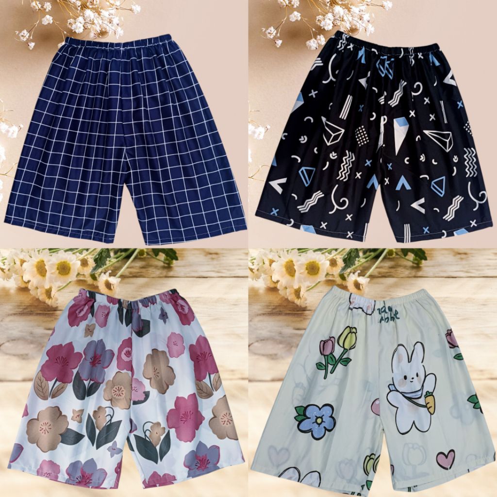 celana pendek santai selutut pria dan wanita katun