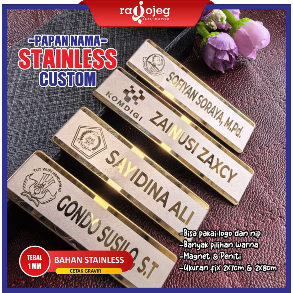 PAPAN NAMA STAINLESS /NAMETAG/NAMA DADA
