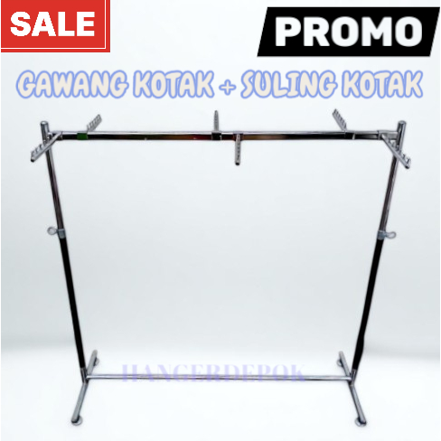 Gantungan Baju Gawang Kotak Pajangan Display Baju + Suling Kotak Cantelan