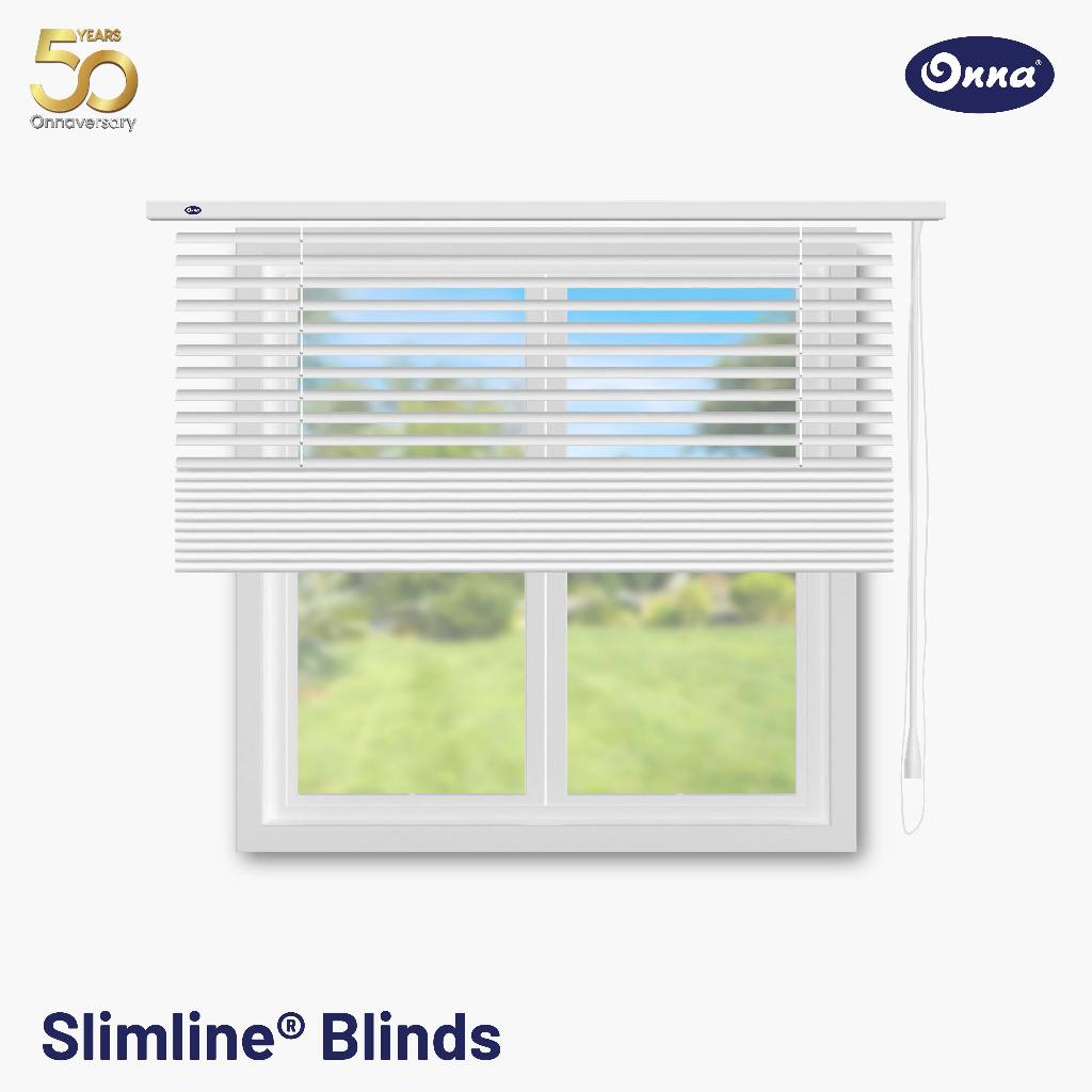 ONNA Slimline Blind Gorden / Tirai Jendela Horizontal Aluminium (Ukuran Custom)