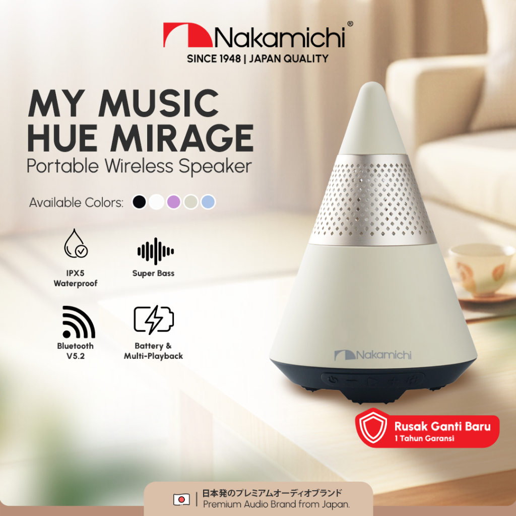 Nakamichi My Music Hue Mirage Speaker Bluetooth Wireless FM Radio Mini