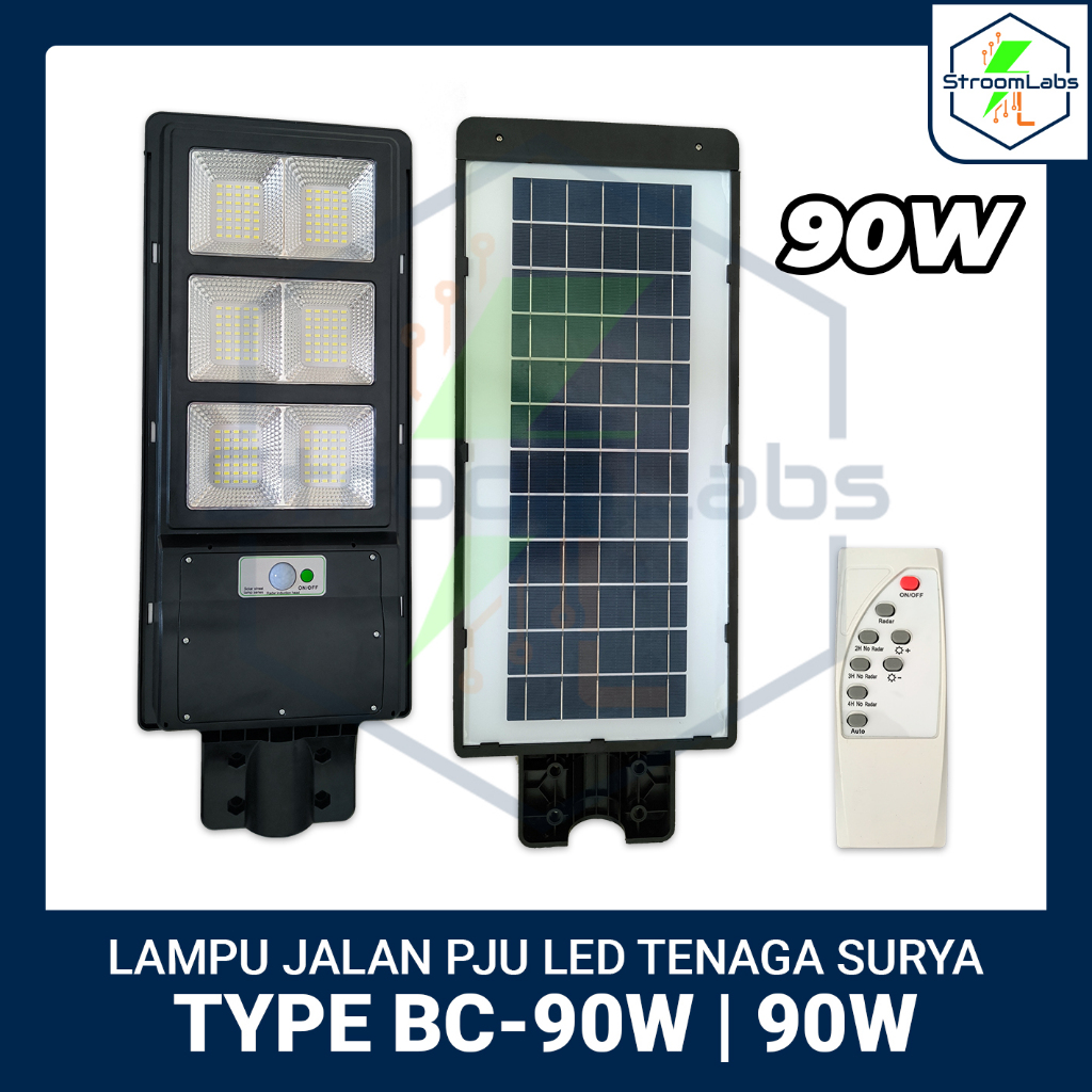 LAMPU PJU LED SOLAR PANEL 90W LAMPU JALAN PUTIH OUTDOOR OTOMATIS SENSOR GERAK TENAGA SURYA BC-90W