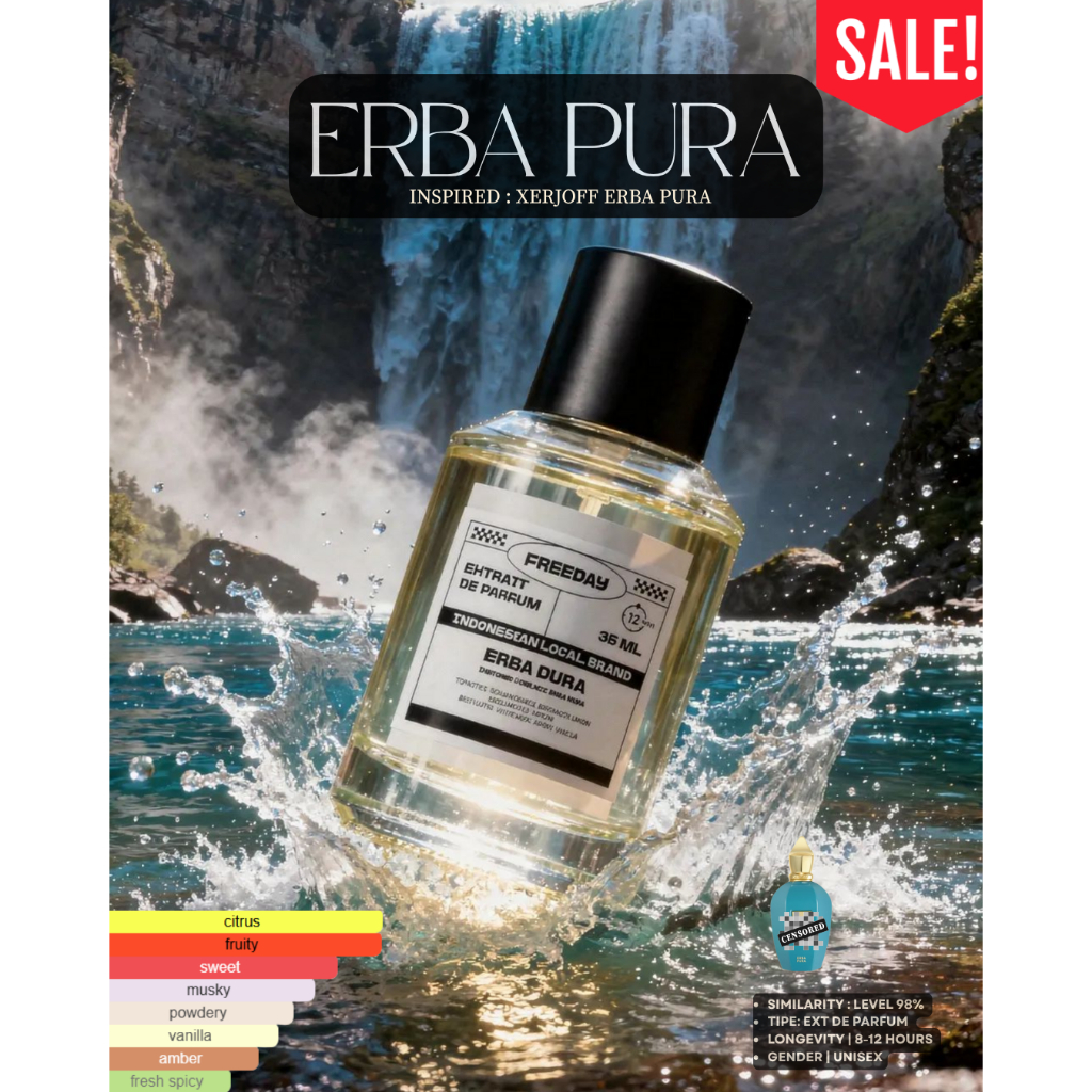 XJ ERBA PURA Freeday EDP Parfum Kualitas Premium 35ml Unisex Non Alkohol Halal Ketahanan 8-12 Jam