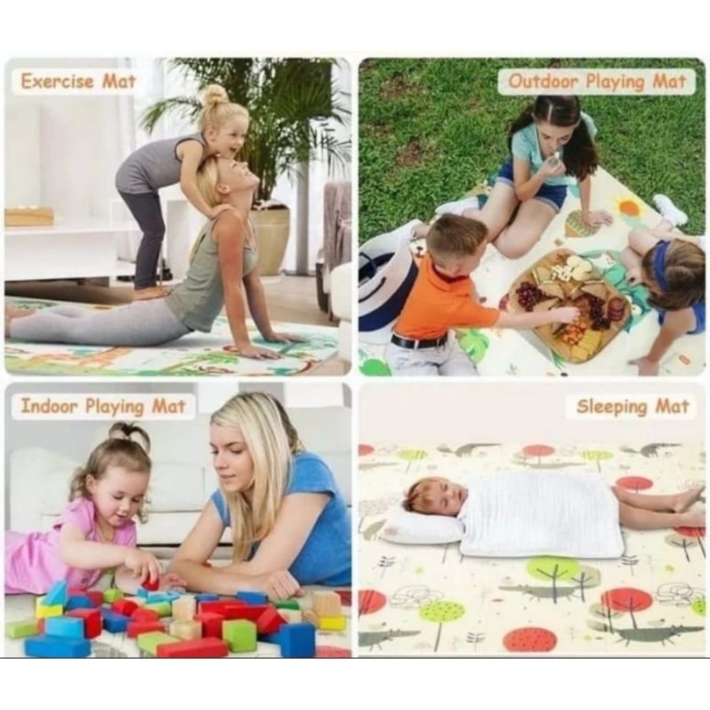 Playmat Karpet Lipat Anak / Tebal Premium / Gambar bolak balik / Ukuran 180*200