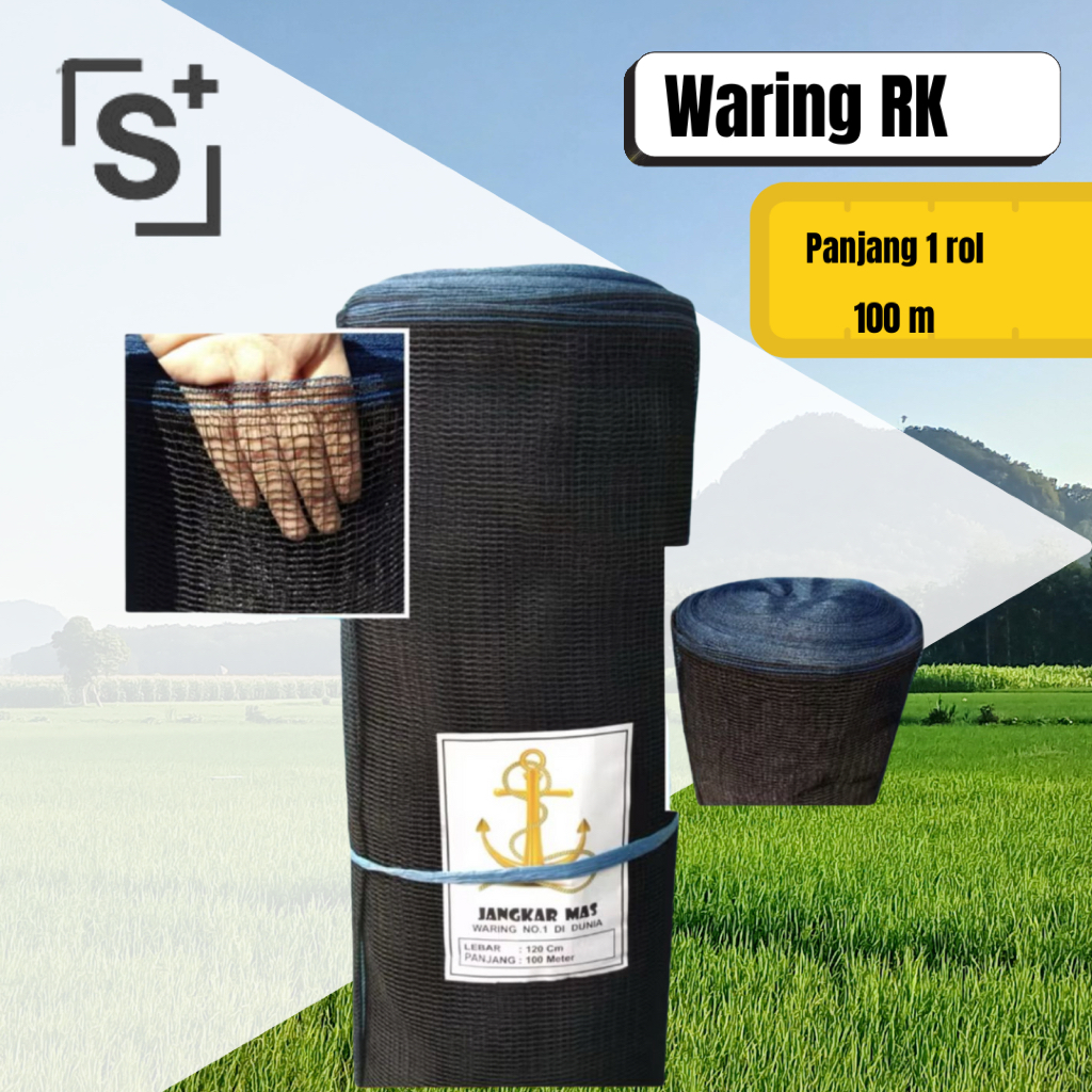 Waring RK/ Waring double 2 panjang 100 meter lebar 1,2 meter Cap Jangkar Mas Lis Biru