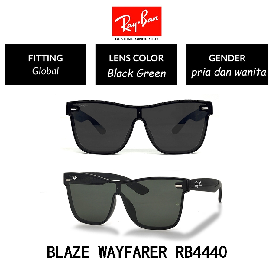 100% Original Kacamata Hitam Ray-Ban Blaze Wayfarer RB4440 Men Women Large Sunglasses Black Green Wa