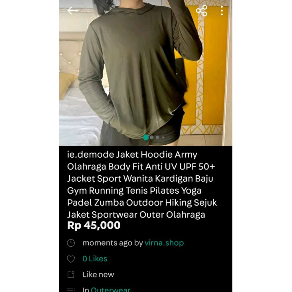 PL Jaket Hoodie Army Olahraga Body Fit Anti UV UPF 50+ Jacket Sport Wanita Kardigan Baju Gym Running