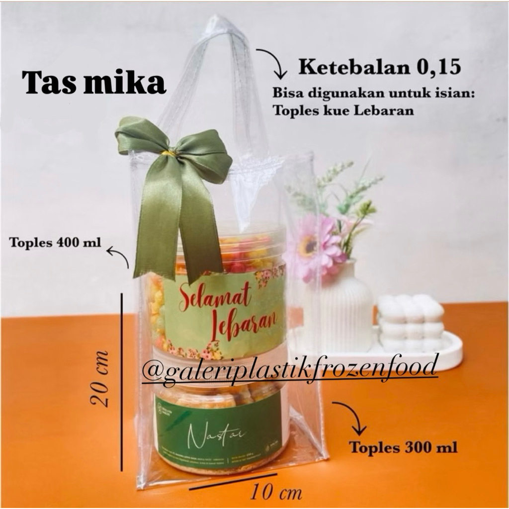 Tas Mika Toples / Botol uk. 10x10x20 12x12x25 15x15x20 ~ GALERI PLASTIK DAN FROZEN FOOD