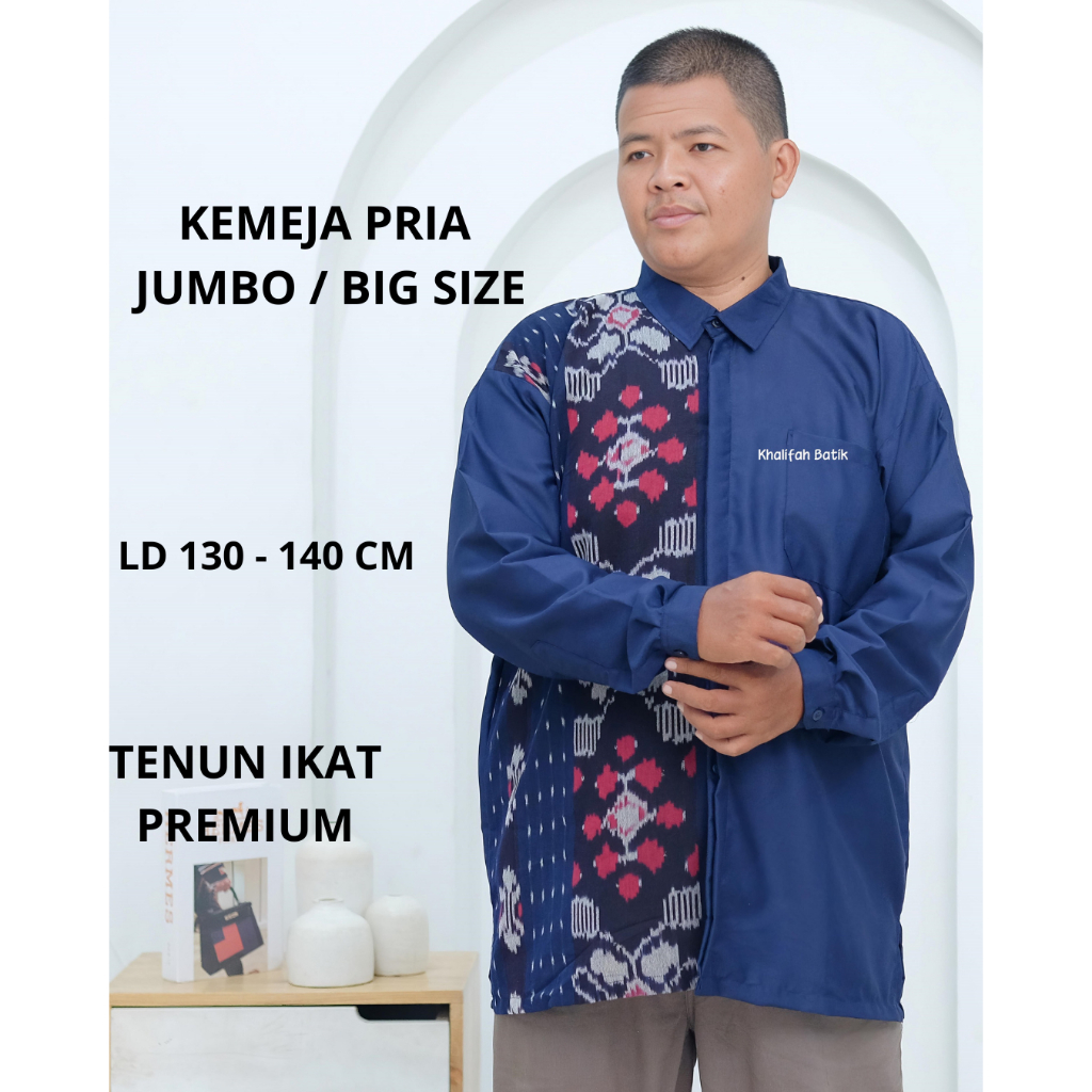 Kemeja Pria Jumbo Big Size 3XL–4XL – Kombinasi Tenun Premium Adem & Nyaman