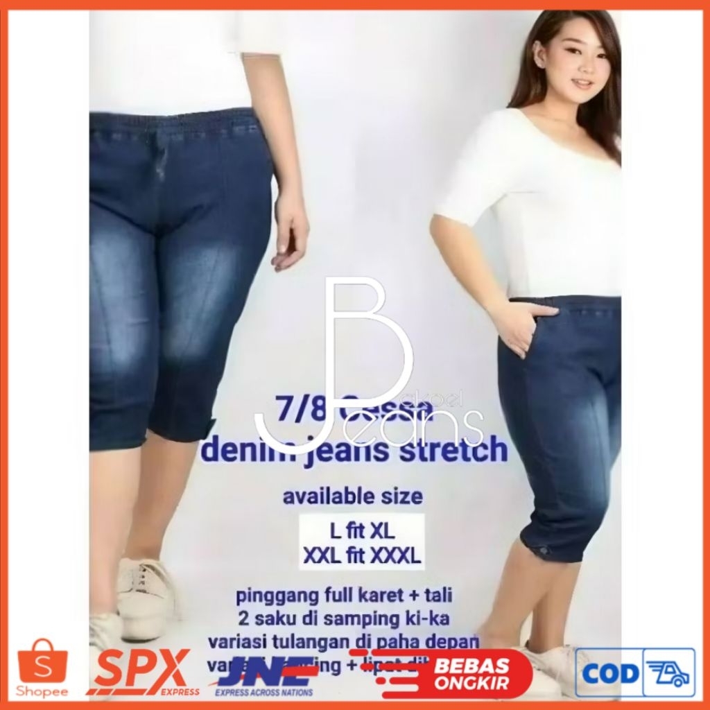 Celana 7/8 Wanita Jeans Stretch Jumbo