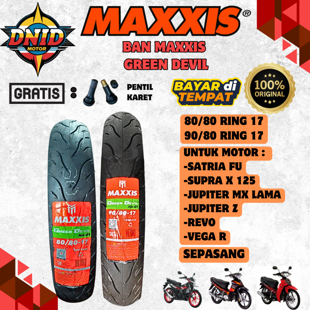 BAN DEPAN BELAKANG MOTOR SUPRA X 125 / JUPITER Z / SHOGUN / SMASH / VEGA ZR / VEGA R / REVO / SATRIA
