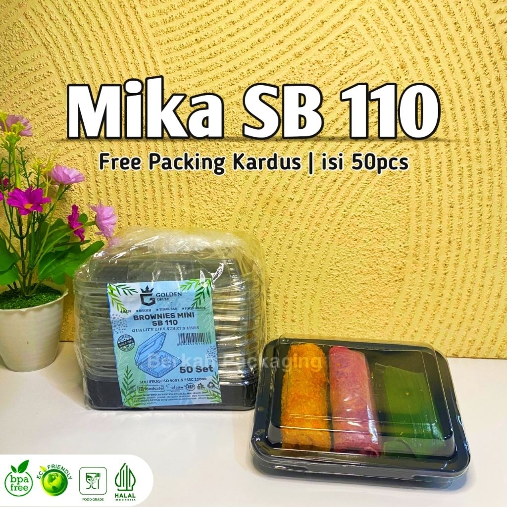 (ISI 50PCS) Mika Brownies Mini SB 110 | Mika Mochi Moon Cake | Tray Mika SB110