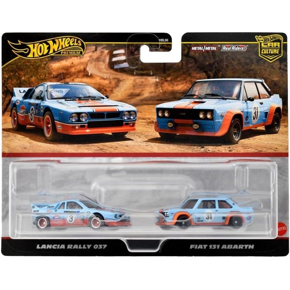 HRR81 | Hot Wheels Premium Car Culture 2Pack Gulf Lancia Rally 037 Vs Fiat 131 Abarth