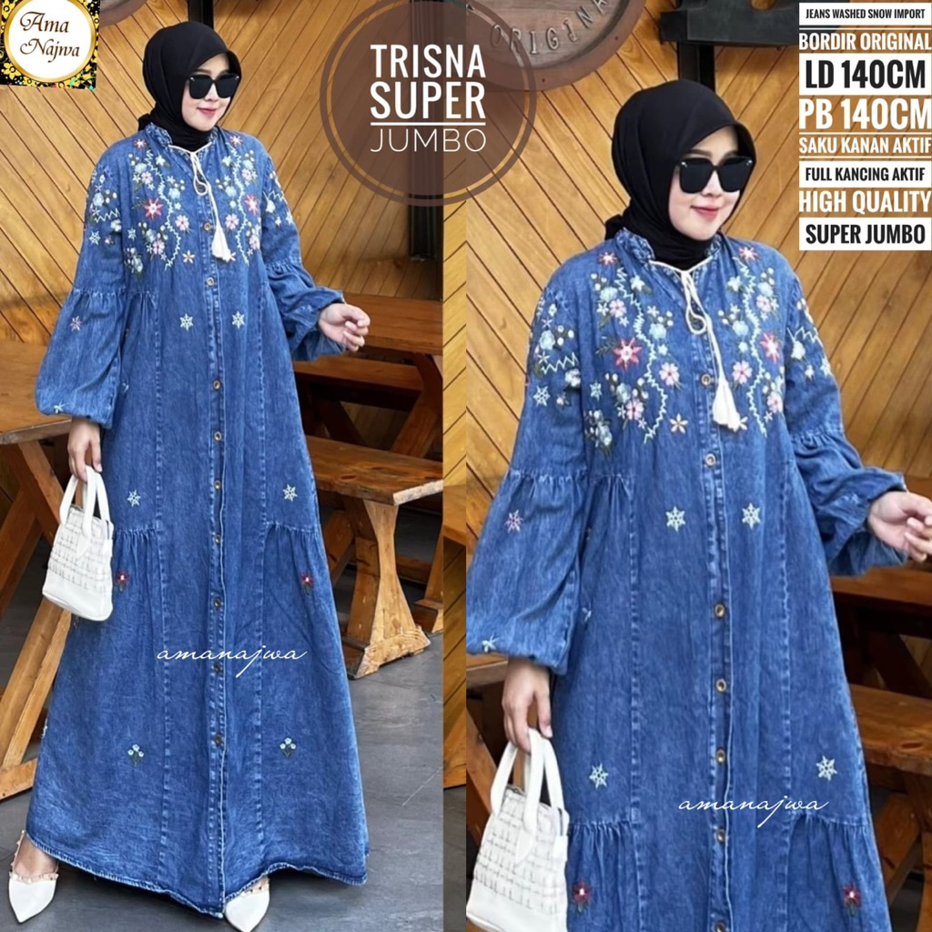GAMIS WANITA DEWASA SUPER JUMBO SUJU BIG SIZE || GAMIS JEANS JINS JUMBO WANITA BUSUI ORI AMA NAJWA |