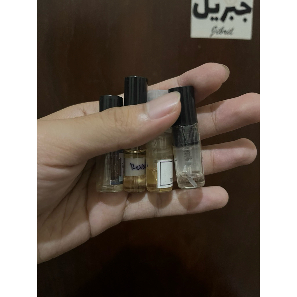 (preloved 5 decant) fw urban man elixir, zimaya reveria aqua, HMNS The Perfection, emir rich santal,