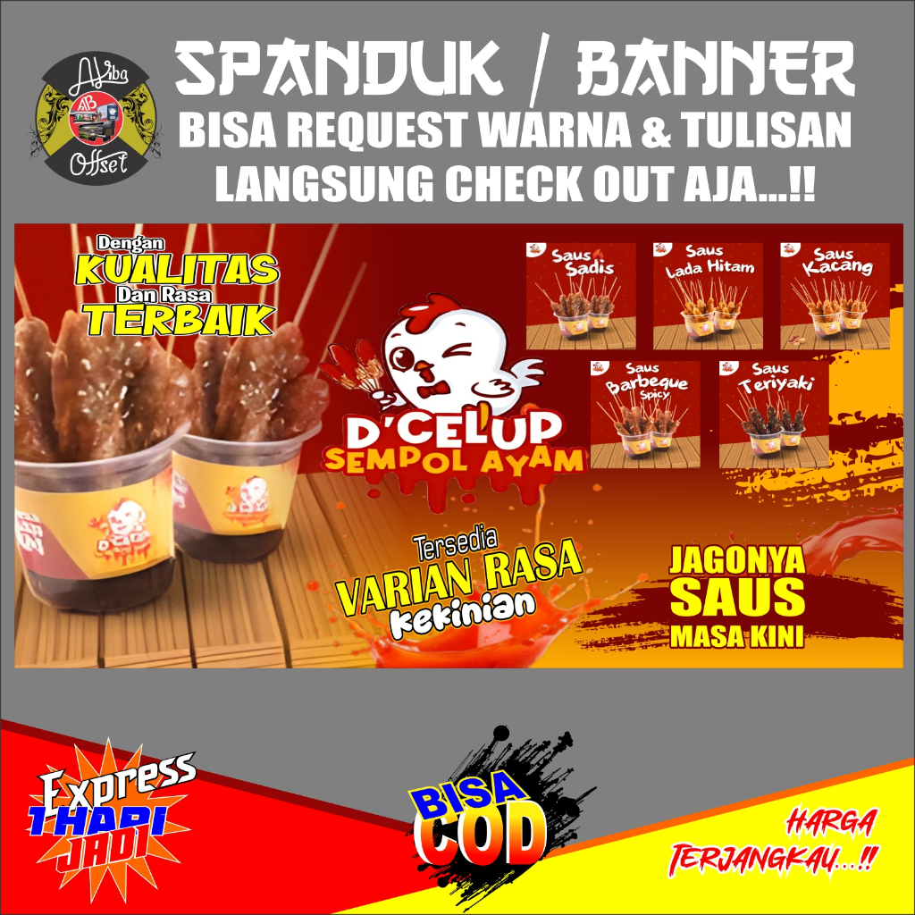 SPANDUK BANNER D CELUP SEMPOL AYAM MANTAP, TERJANGKAU, MURAH 12060