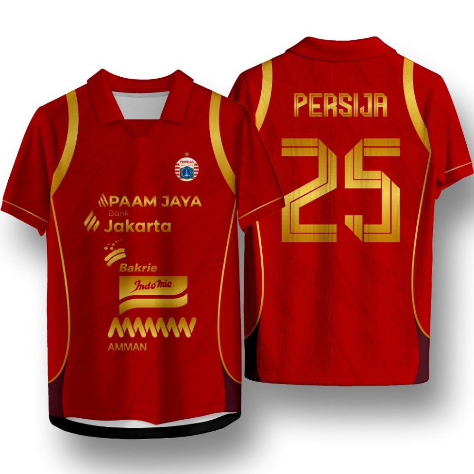 Jersey Persija Jakarta Home Merah 25 Emas Full Sponsor SA-PERSIJA